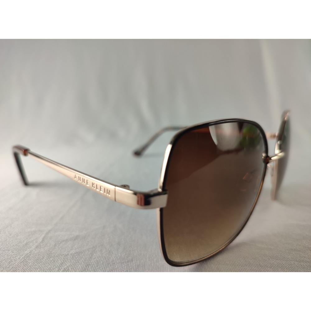 Anne Klein AKS2001 Sunglasses Rose Gold Metal Brown Gradient Lens Women'sā